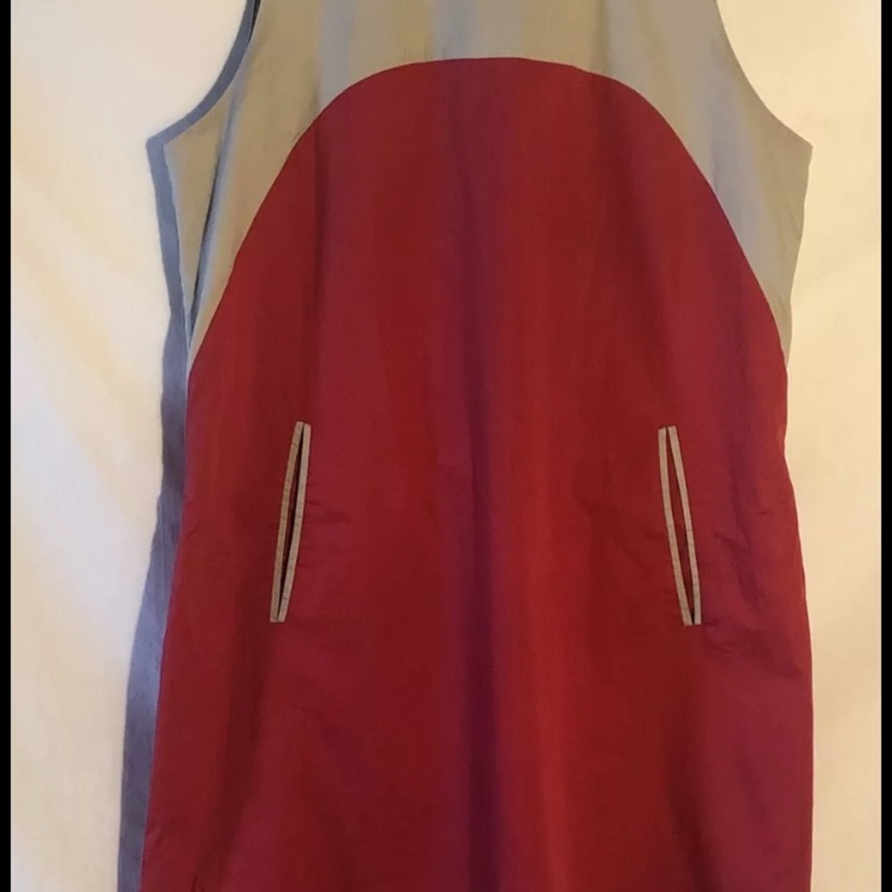Tintoretto Womens Sz 40 M Red Navy Tan Colorblock Sleeveless Dress Pockets Lined